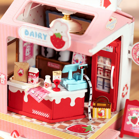 Strawberry Milk Box Miniature House Kit