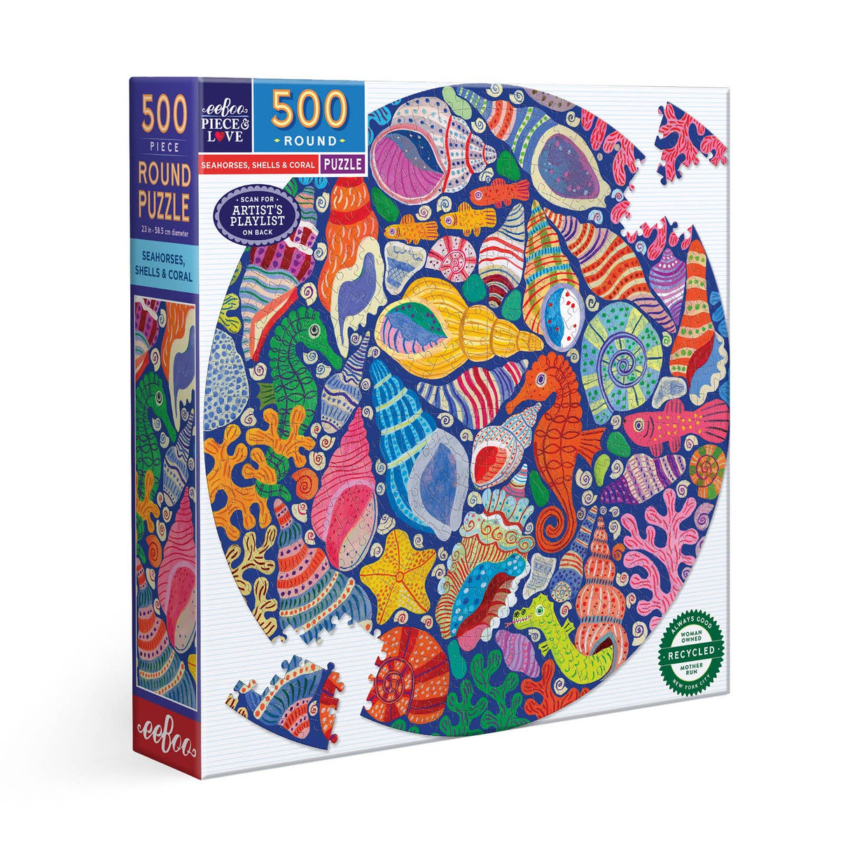 Seahorses, Shells & Coral 500 Piece Round Puzzle