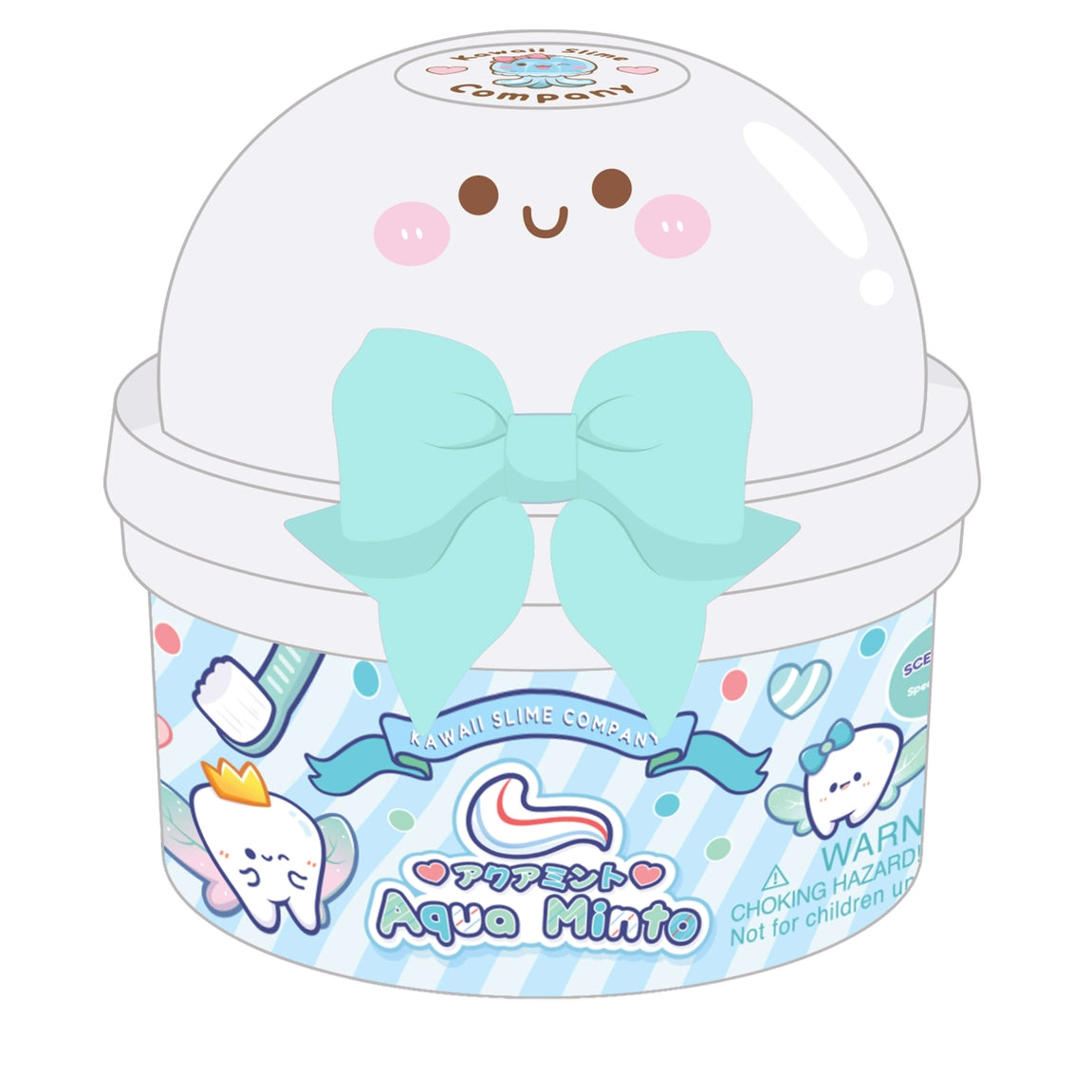 Aqua Minto Glossy Clear Signature Dome Kawaii Slime