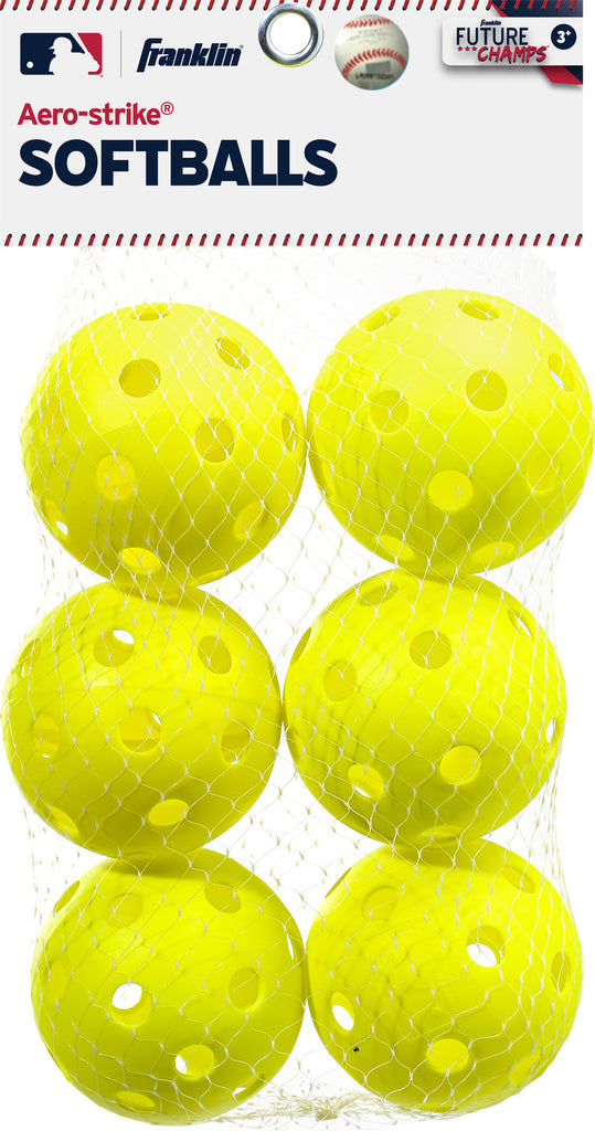 MLB 6Pk Yellow Plastic Softball