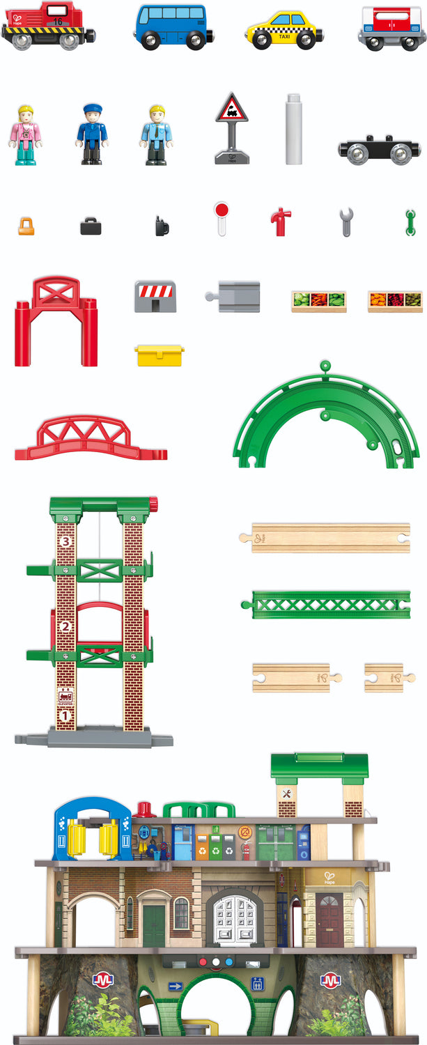 Hape E3883 Multi-Level Railway City Set – Turner Toys