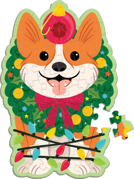 Christmas Corgi 48 Piece Scratch and Sniff Shaped Mini Pzl