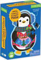 Hot Cocoa Penguin 48 Piece Scratch and Sniff Shaped Mini Pzl