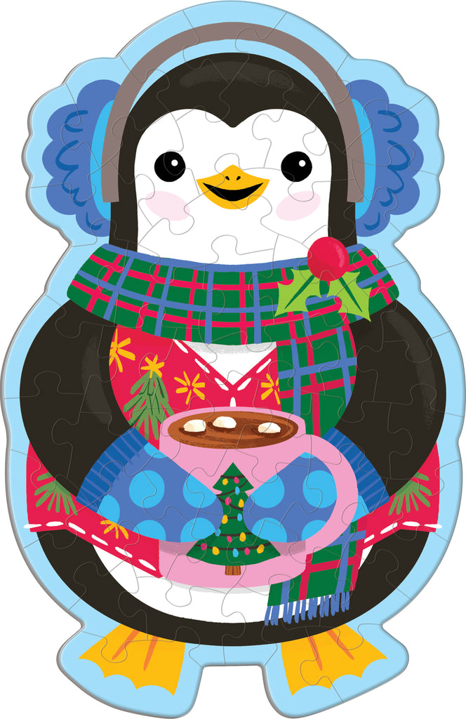 Hot Cocoa Penguin 48 Piece Scratch and Sniff Shaped Mini Pzl