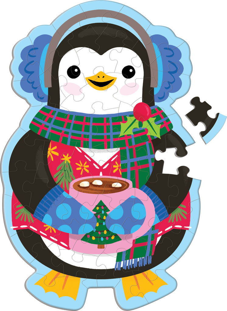 Hot Cocoa Penguin 48 Piece Scratch and Sniff Shaped Mini Pzl