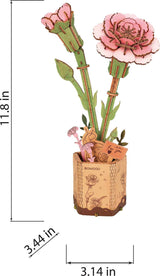 Modern Wooden Puzzle: Pink Carnation