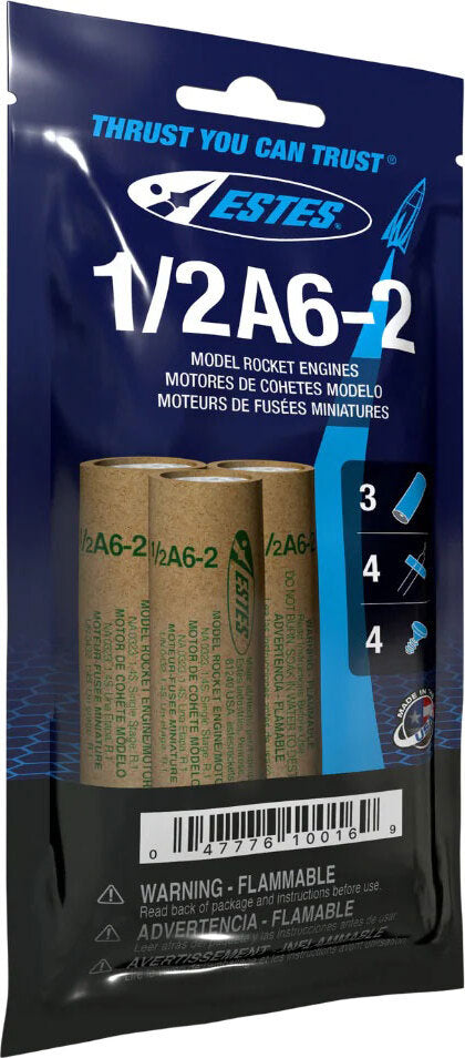 1/2A6-2 Model Rocket Engines, (3pk)