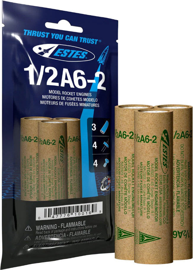 1/2A6-2 Model Rocket Engines, (3pk)
