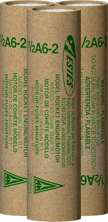 1/2A6-2 Model Rocket Engines, (3pk)