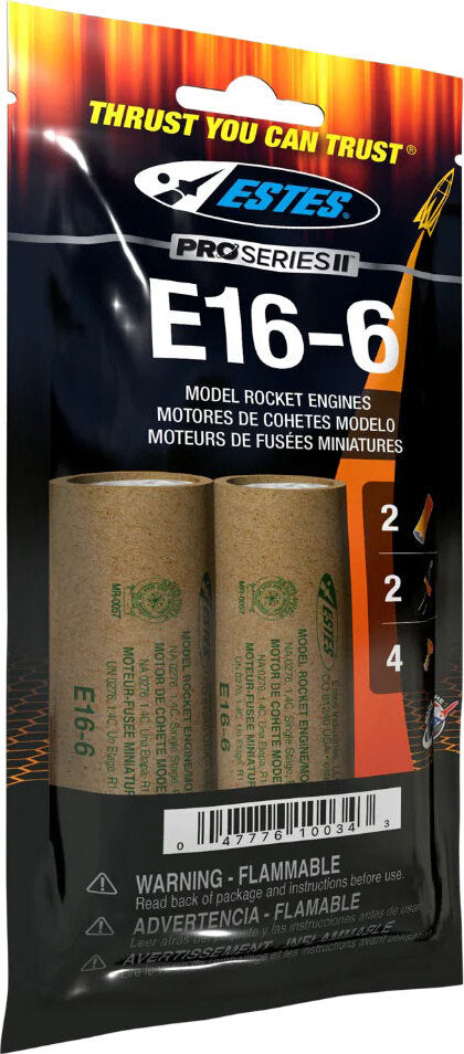 E16-6 29mm Model Rocket Engine (2pk)