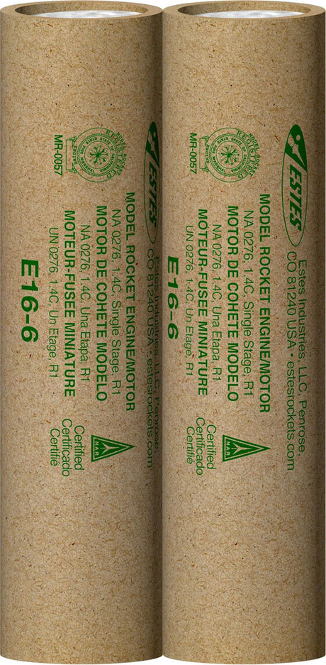 E16-6 29mm Model Rocket Engine (2pk)