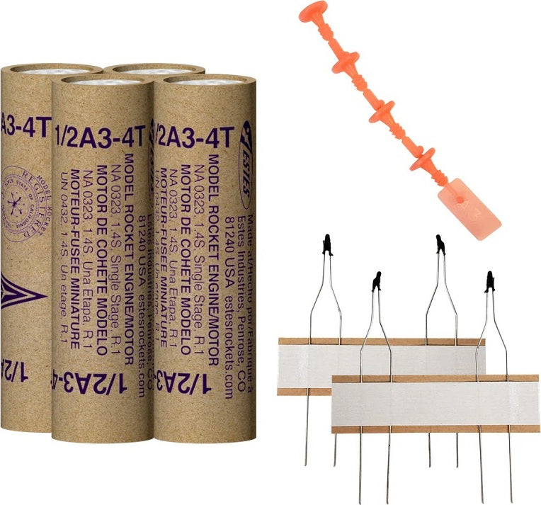 1/2A3-4T Model Rocket Engines, (4pk)