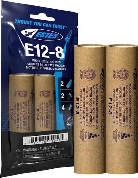 E12-8 Model Rocket Engines, (2pk)