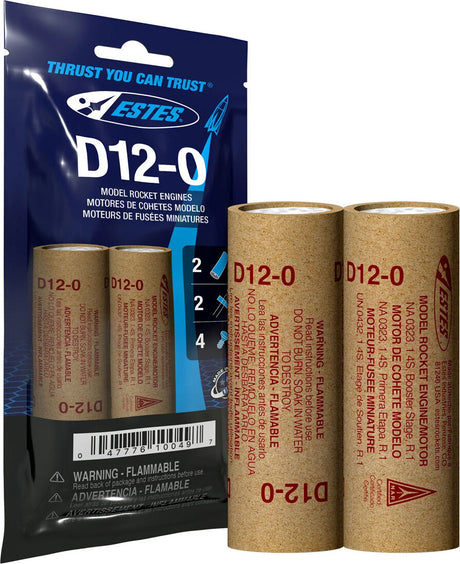 D12-0 Model Rocket Engines, (2pk)