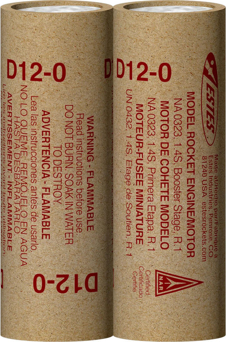 D12-0 Model Rocket Engines, (2pk)