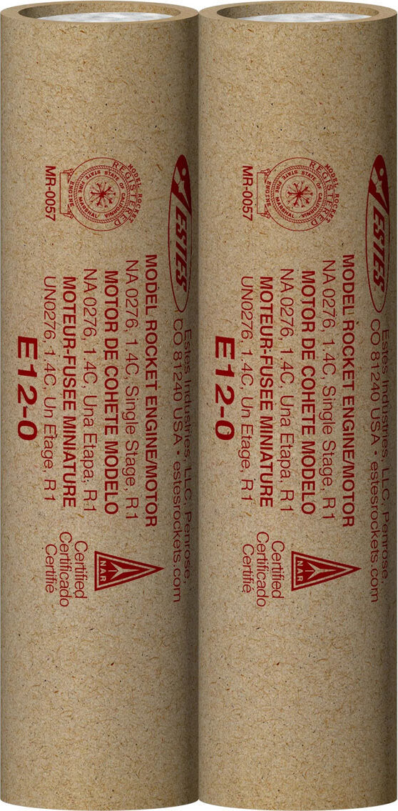 E12-0 Model Rocket Engines, (2pk)