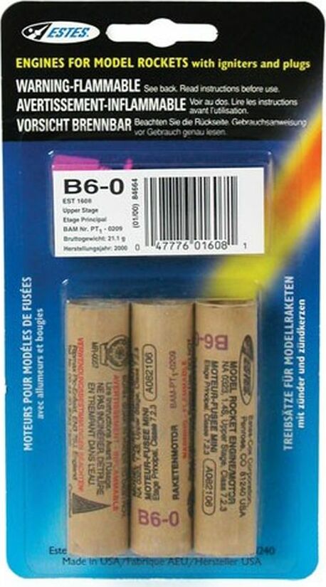 B6-0 Model Rocket Engines (3pk)