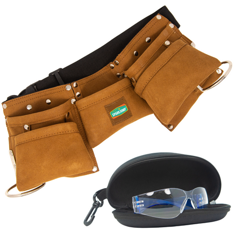 Kids Leather Tool Belt with Safety Goggles