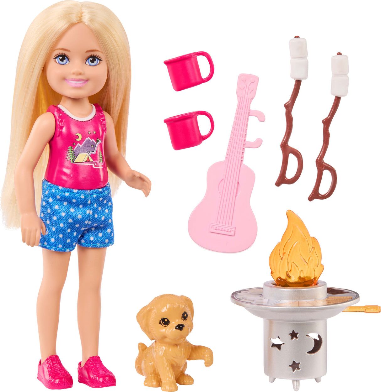 Barbie Chelsea Family & Friends Outdoor Adventures Doll Playset with Pet Puppy & Camping Accessories
