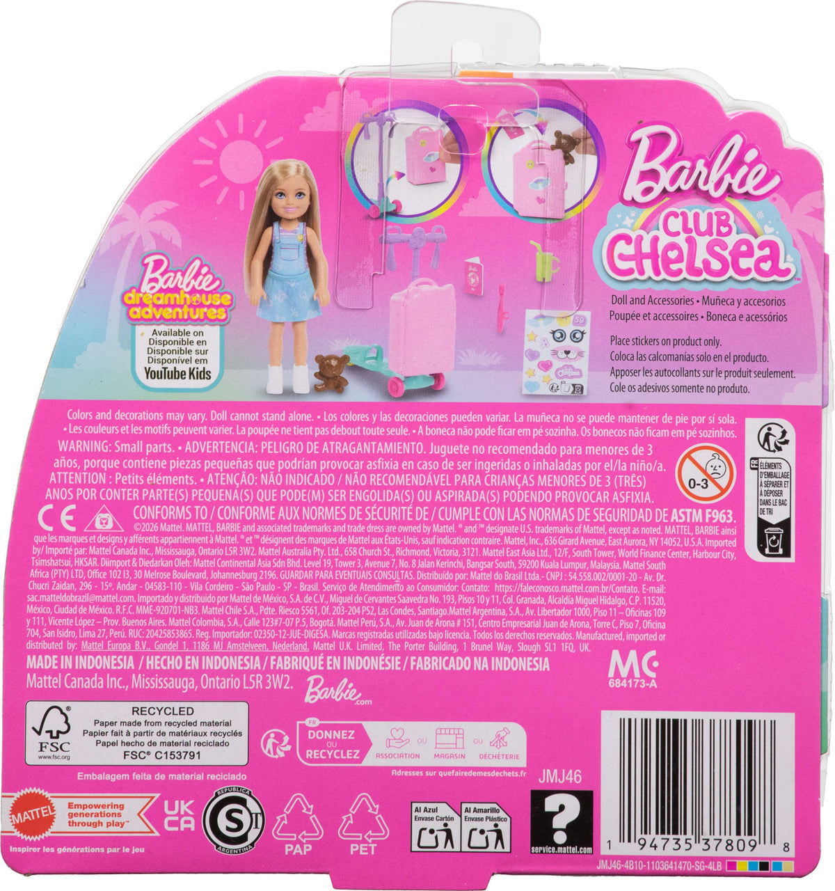 Barbie Club Chelsea Limitless Adventure Doll, Scooter Suitcase and Accessories