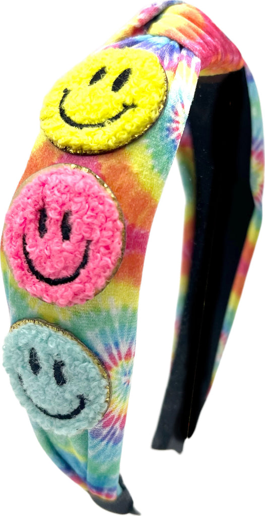 Varsity Smiley Tie Dye Knot Headbands