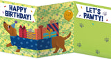 Wiener Dog with Gifts Foil Trifold Card