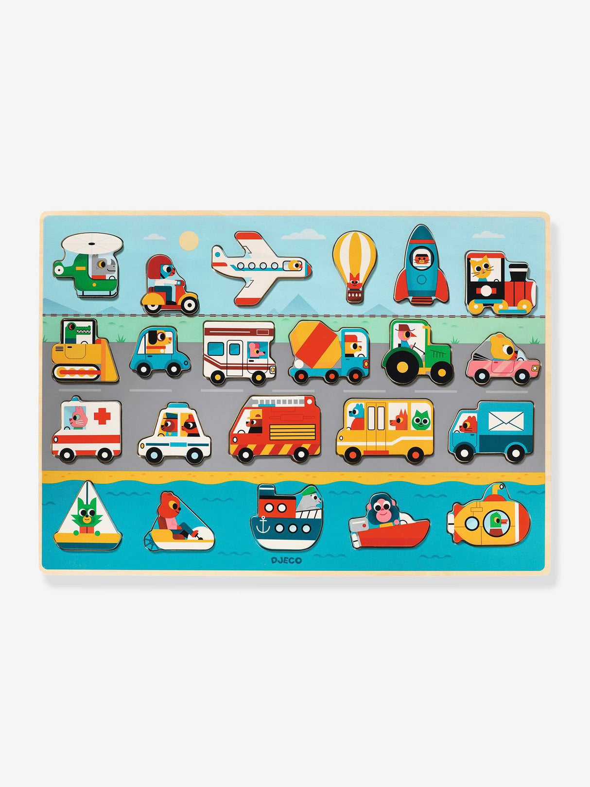 Djeco Wooden Puzzles Puzzlo Vroom