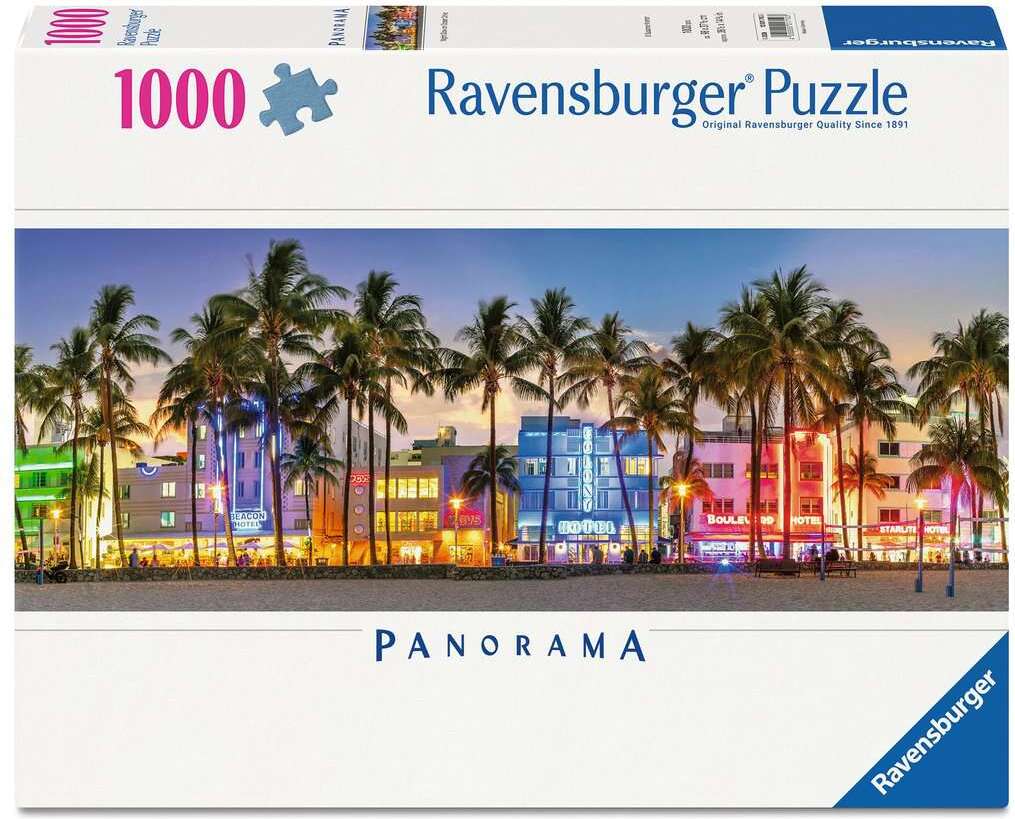 Night Glow on Ocean Drive Panoramic 1000 Pc Puzzle