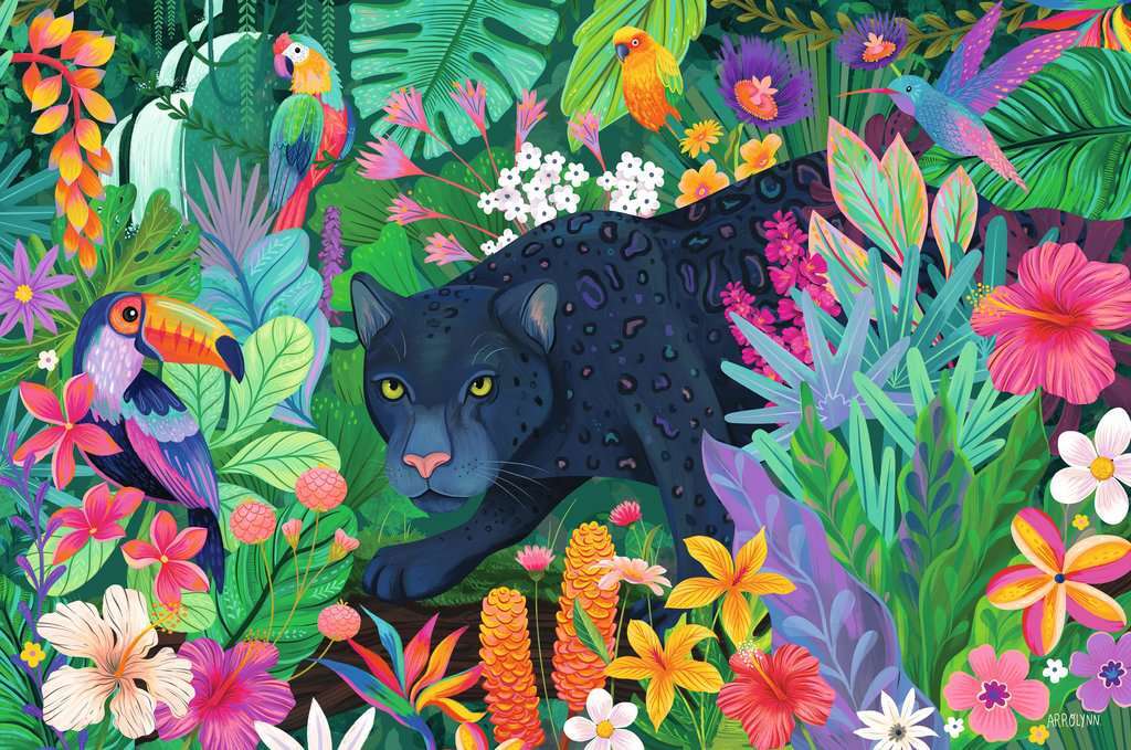 Panther in Flowery Jungle 3000 Pc Puzzle