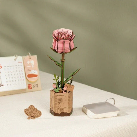 Modern Wooden Puzzle: Rose