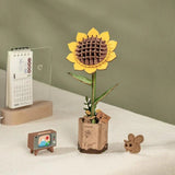 Modern Wooden Puzzle: Sunflower