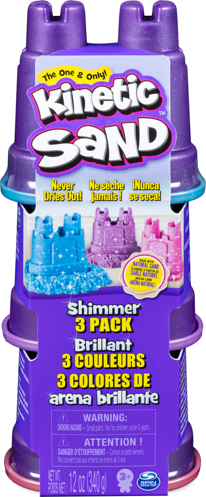 Kinetic Sand, Shimmer Sand 3 Pack with Molds and 12oz of