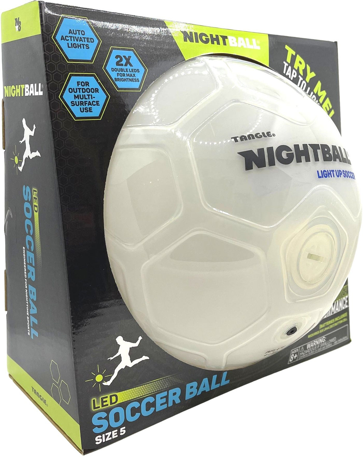 Tangle NightBall Light Up Football Green Size 5