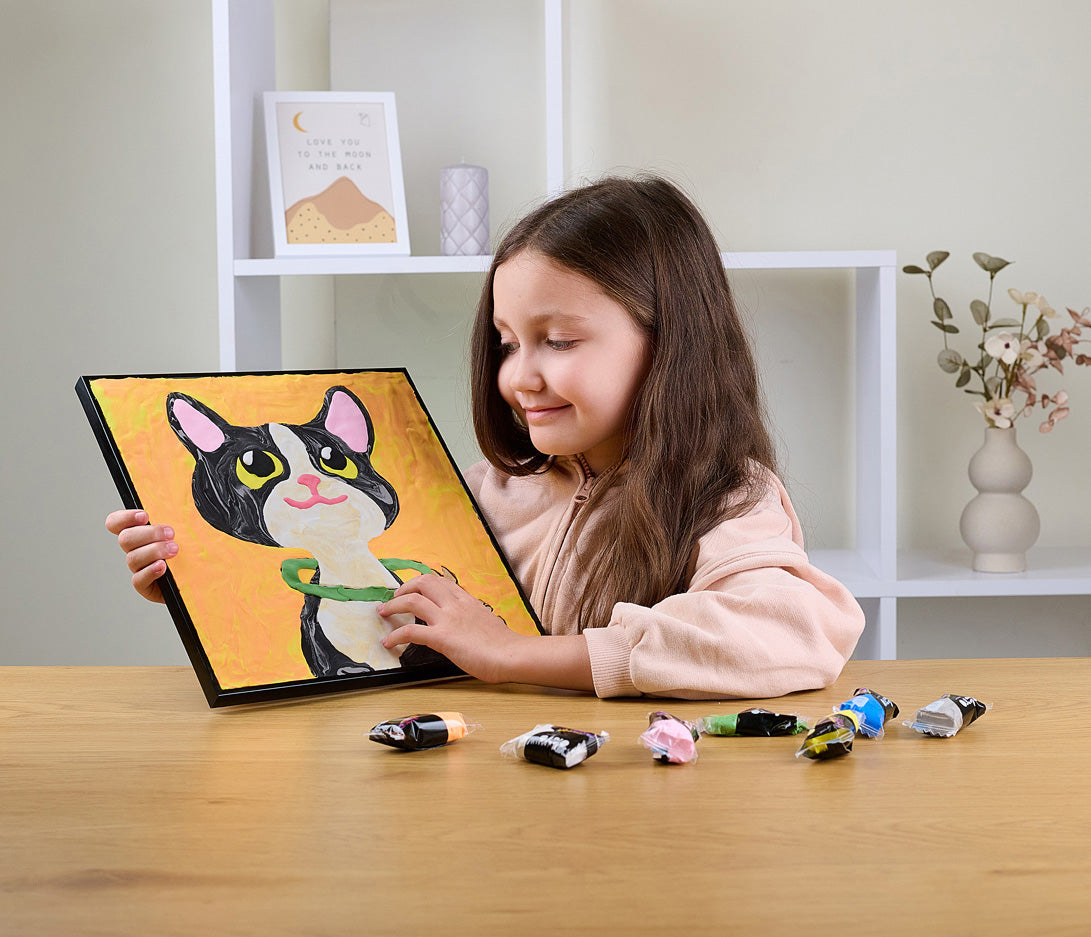 OKTO Sensory Art Coloring with Clay Set by Numbers Cat