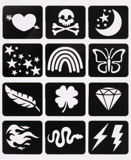 Metallic Tattoo Flair 10 Tattoo Markers + 12 Stencils