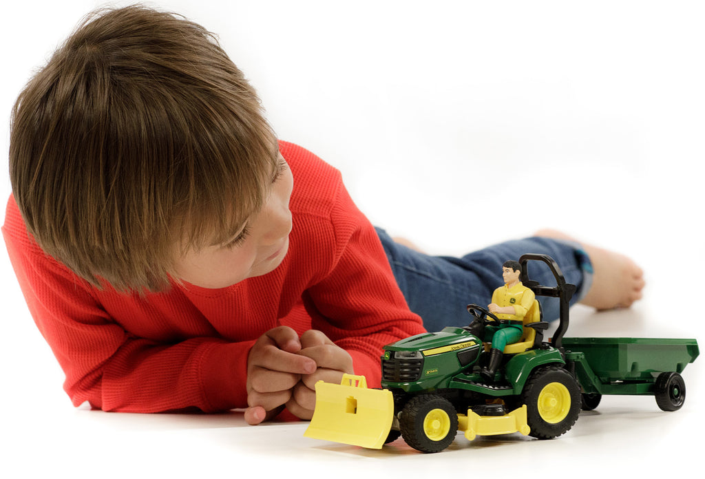 John Deere Lawn Tractor with Trailer & Gardener