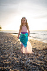 Great Pretenders Mermaid Glimmer Skirt with Tiara, Lilac/Blue, Size 5-6