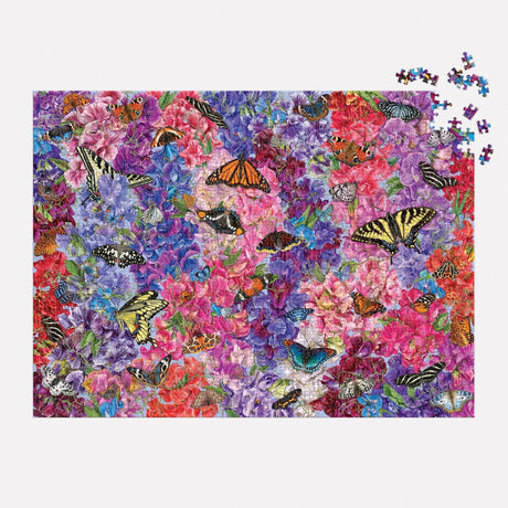 Butterflies In the Sweet Peas 1000 Piece Puzzle