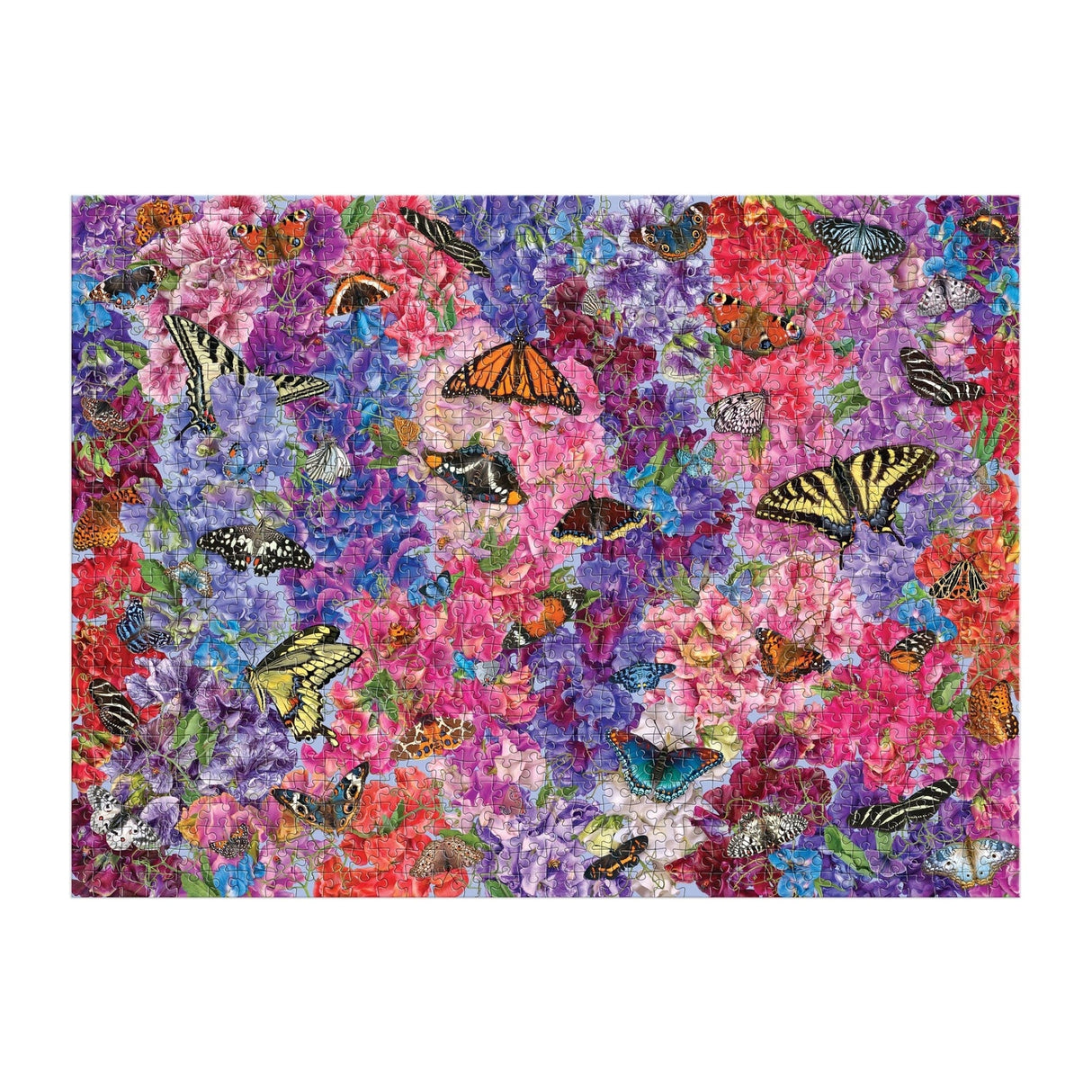 Butterflies In the Sweet Peas 1000 Piece Puzzle