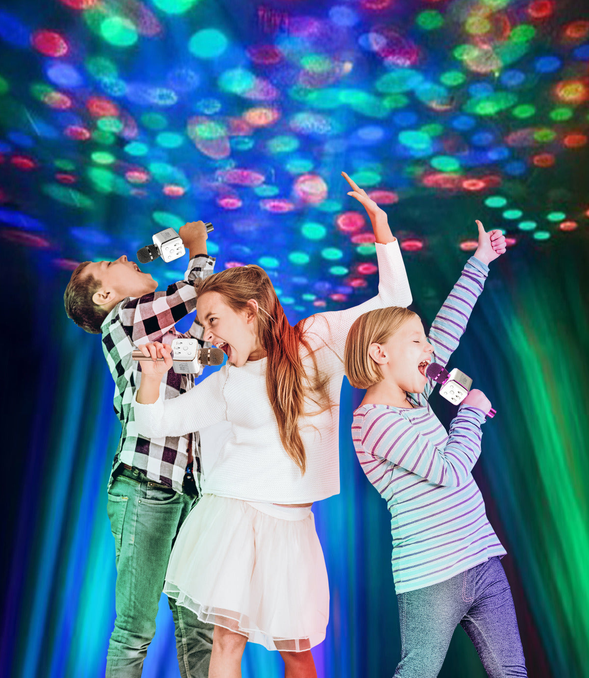 Party2-Go Karaoke Mic Disco Ball Combo Silver Bling