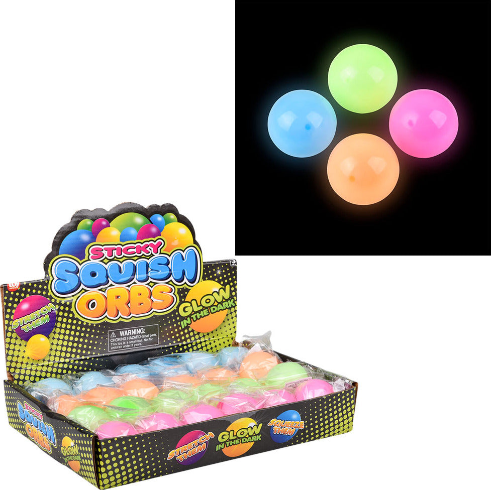 1.6" Squish Sticky Glow In The Dark Orbs