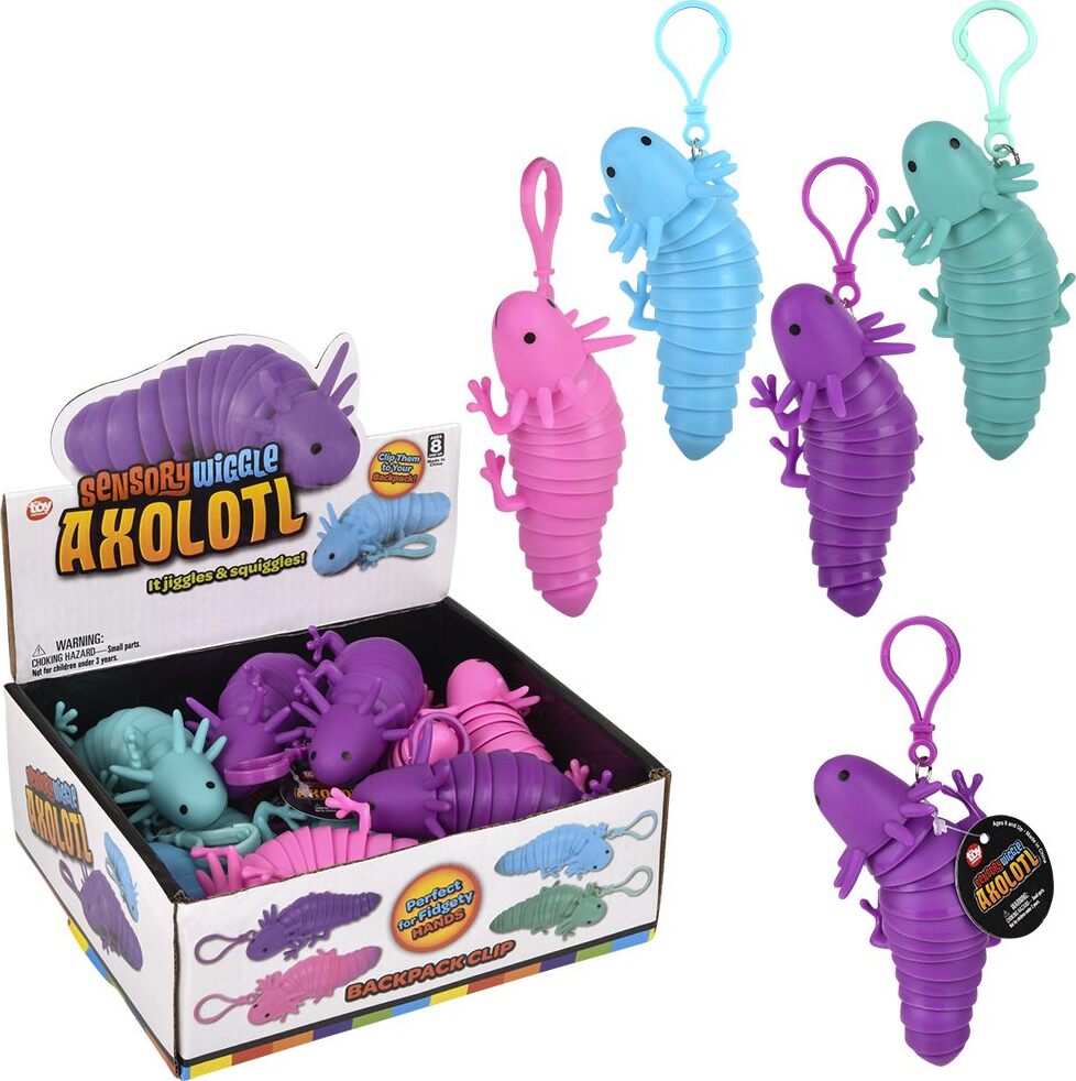 4" Wiggle Sensory Axolotl Backpack Clip (assortment - sold individually)