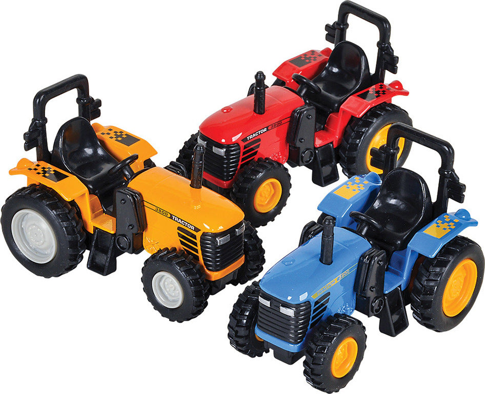 4" Die-cast Pull Back Farm Tractor