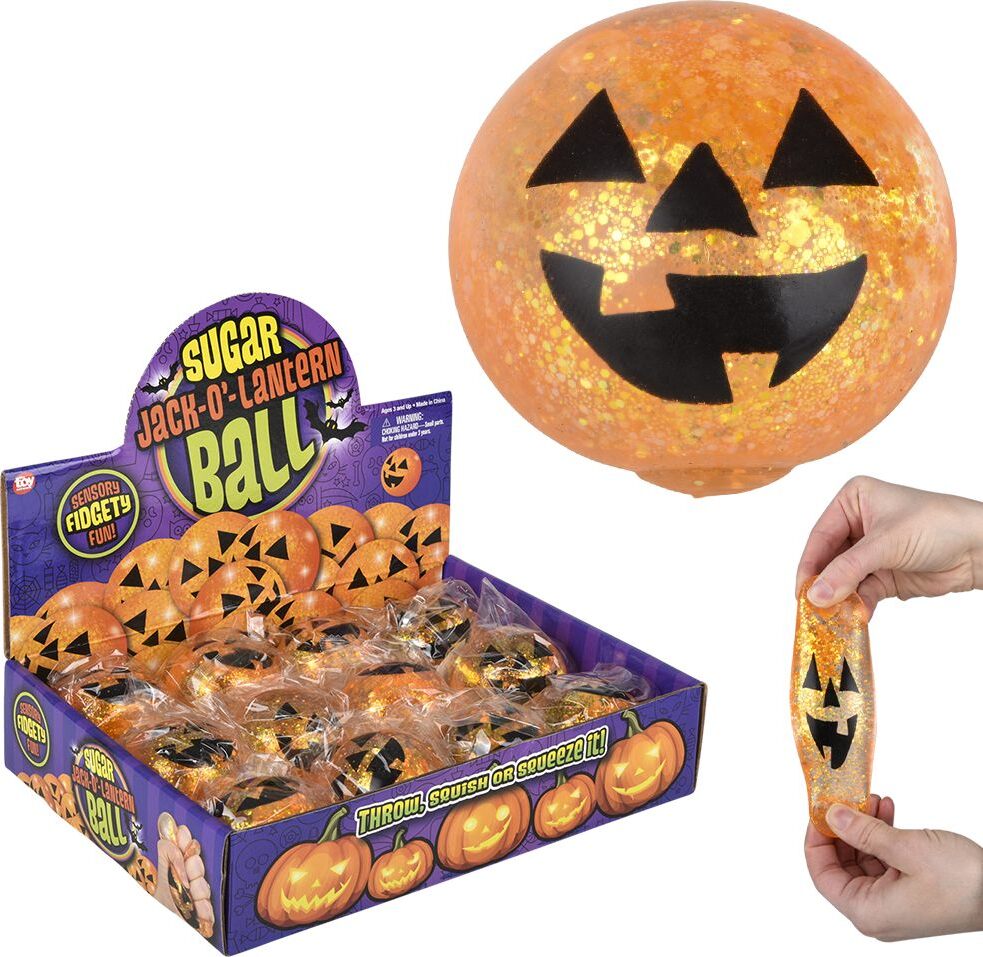 2.4" Jack O Lantern Squeezy Sugar Ball (sold individually)