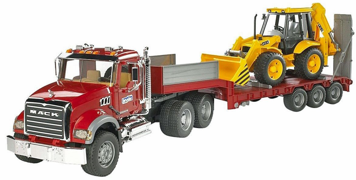 Bruder Mack Dump Truck with Trailer and Backhoe – Turner Toys