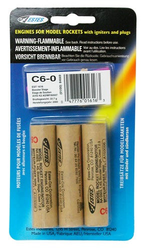 Estes 1616 C6-0 Model Rocket Engines 3 Pack