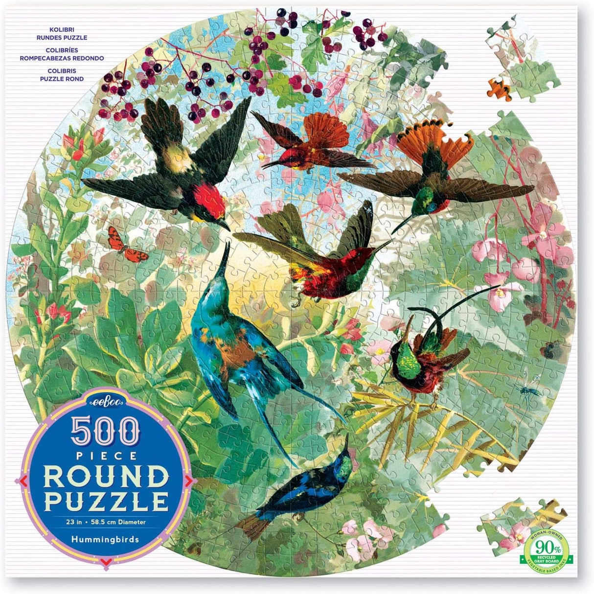 Hummingbirds 500 Piece Round Jigsaw Puzzle