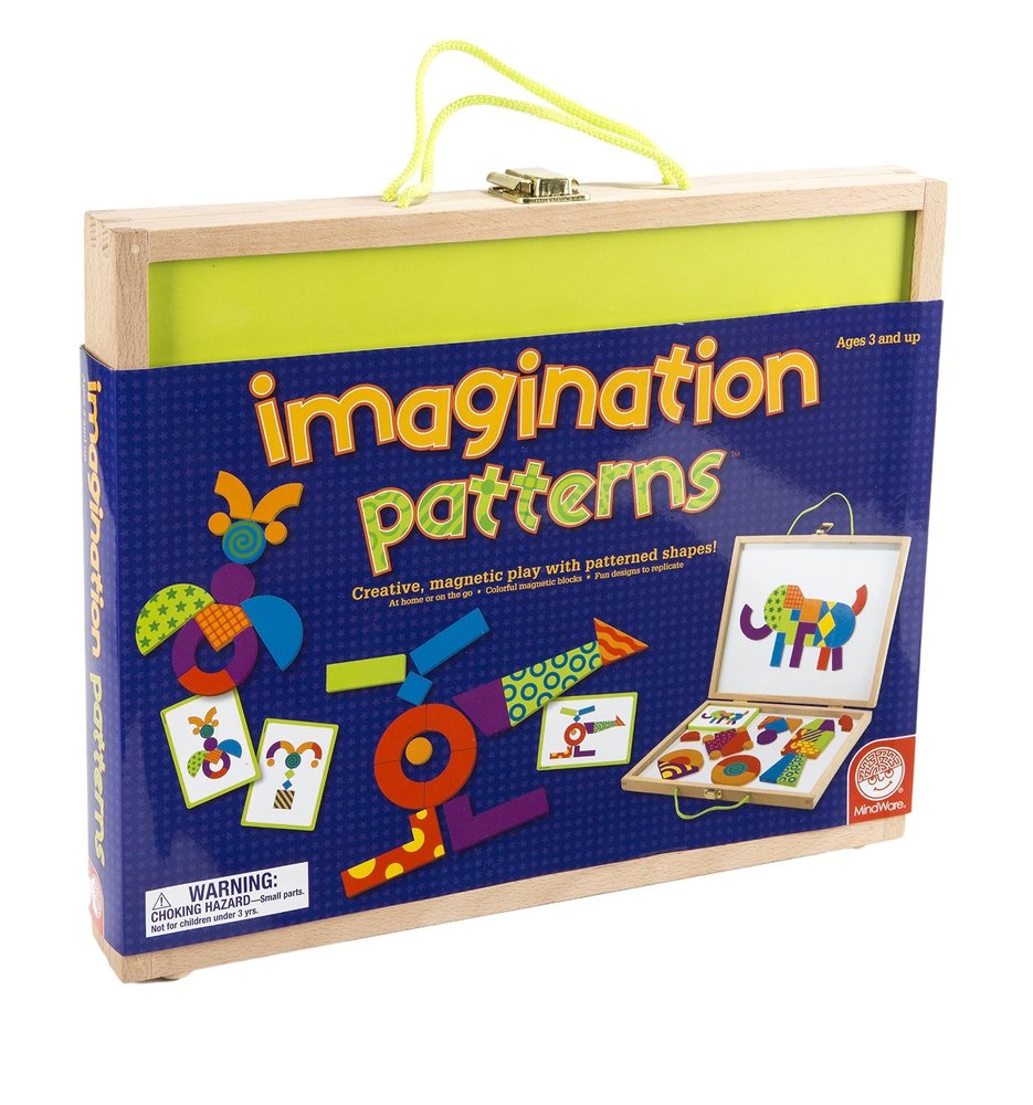 Imaginets Magnetic Shapes Play Set by MindWare - Blocks & Pattern Cards -  Stem
