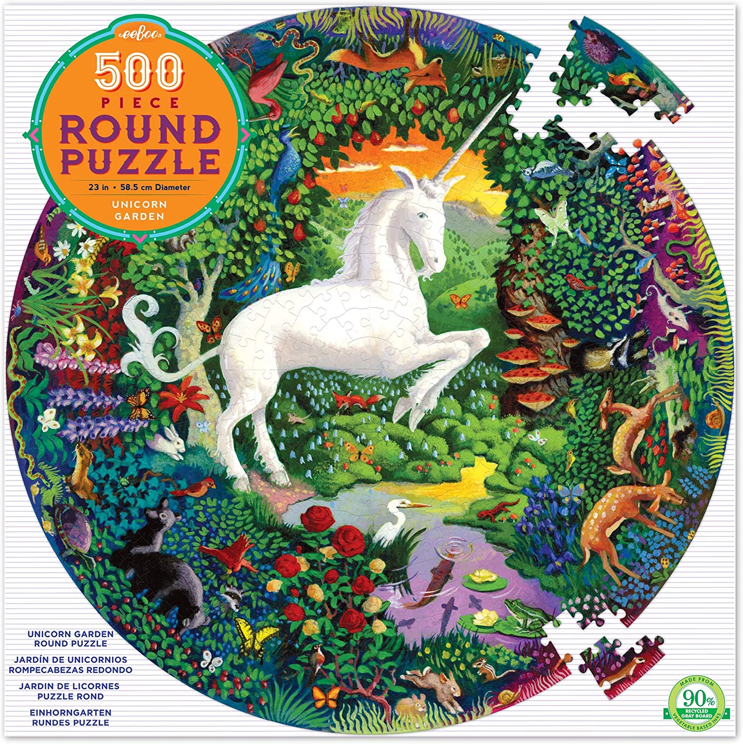 Unicorn Garden 500 Piece Round Jigsaw Puzzle
