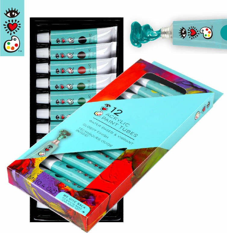 iHeartArt 12 Acrylic Paint Tubes